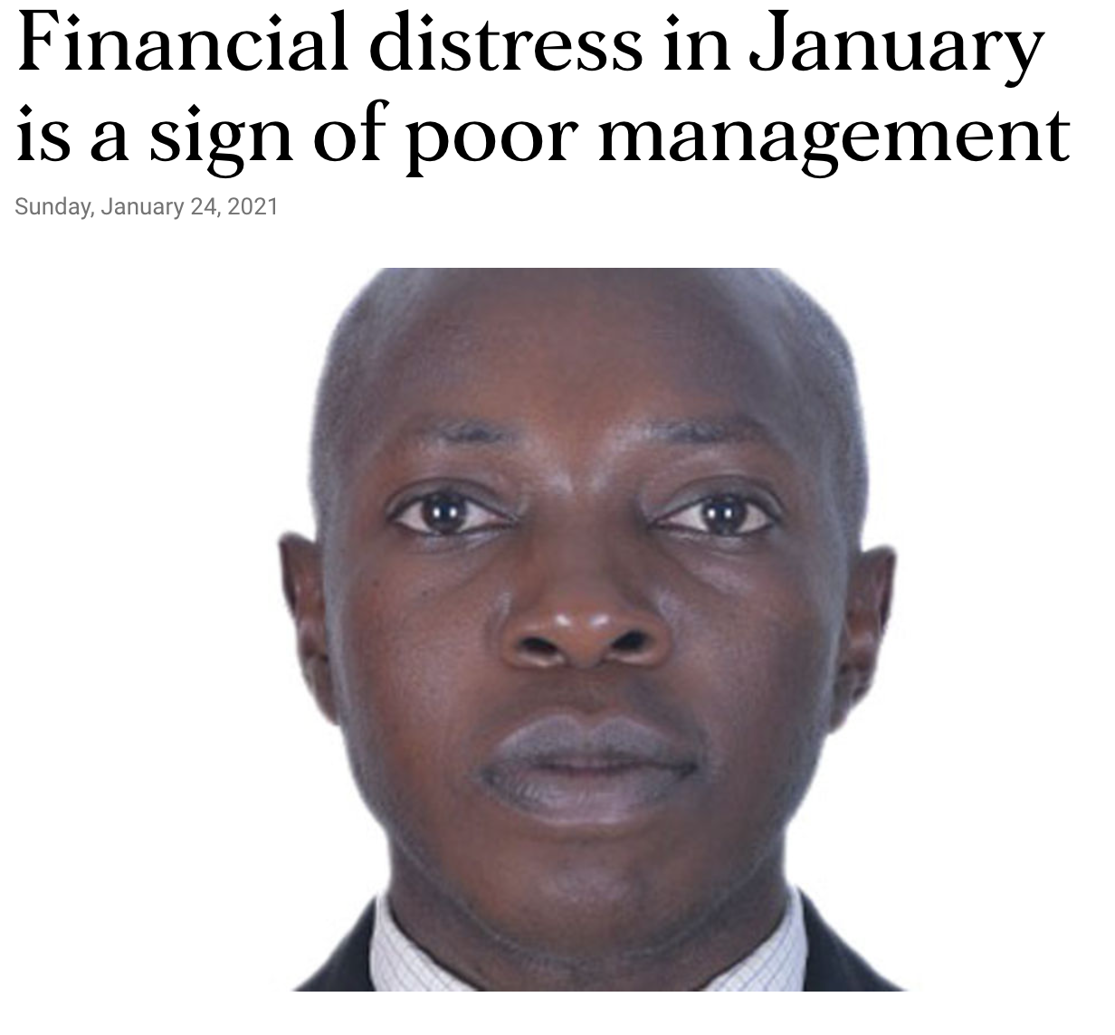 Financial distress in January is a sign of poor financial management